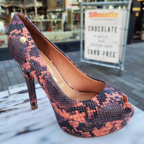 Slangenprint pumps met hoge hak Silhouette x Vizzano
