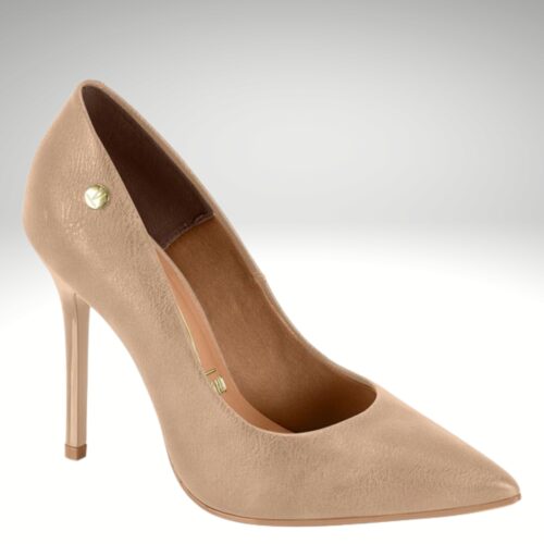 Hoge vizzano hakken in naturel lederlook | Naturelkleurige pumps met hoge naaldhak