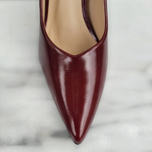 Bordeauxrode pumps met 10 cm hak | Wijnrode pumps met v-uitsnijding en hoge hak