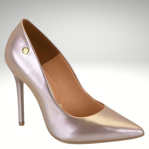 Champagnekleurige pumps met 10 cm hoge naaldhak | Hoge hakken in champagne kleur