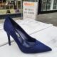 Blauwe suede 10 centimeter hakken | Donkerblauwe suede pumps met 10 cm naaldhak