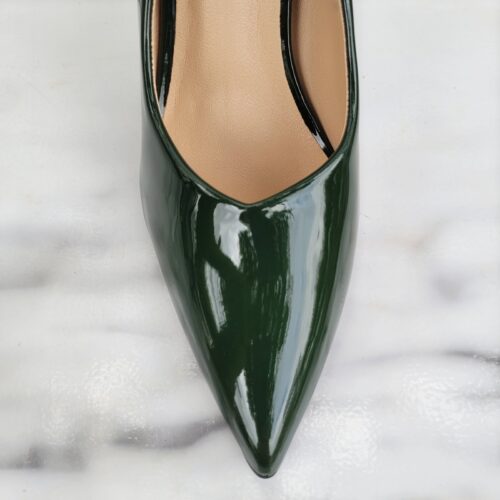 Groene pumps met 10 cm hak en v-uitsnijding | Groene dames pumps met hoge hakken