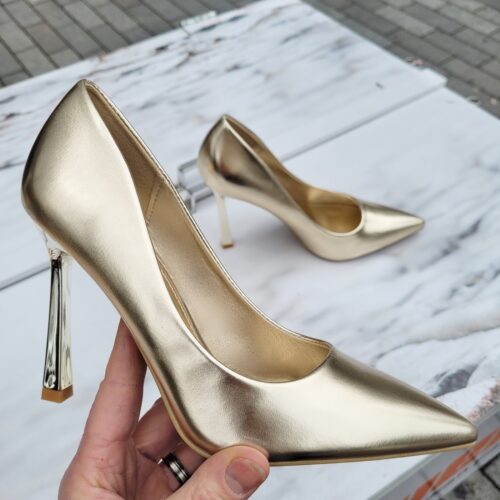 Gouden metallic pumps met 10 cm hoge hak | Metallic pumps met hoge hak in goud