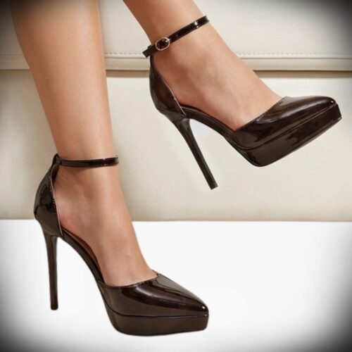 Plateauhakken met bandje in bruin | Silhouette