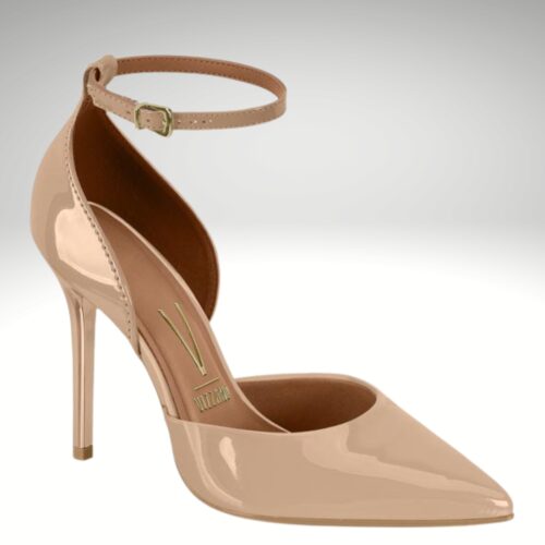 Beige high heels met 10 cm hak en enkelbandje | Silhouette x Vizzano