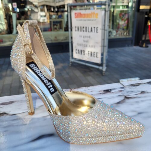 Pumps met glitter goud