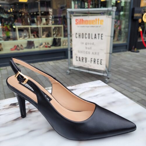 Zwarte slingback pumps met 9 cm hak | Silhouette