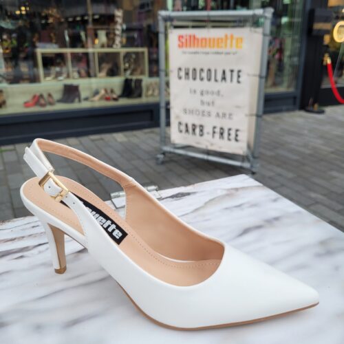 Witte slingbackpumps met naaldhak | Silhouette
