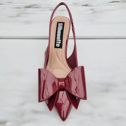 Wijnrode slingback pumps met hak | Silhouette