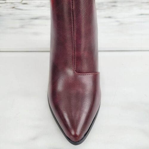 Bordeauxrode korte laarsjes met brede hak | Wijnrode laarsjes met blokhak