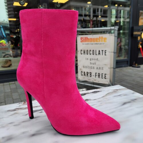 Fuchsia roze enkellaarzen met hoge naaldhak | Silhouette