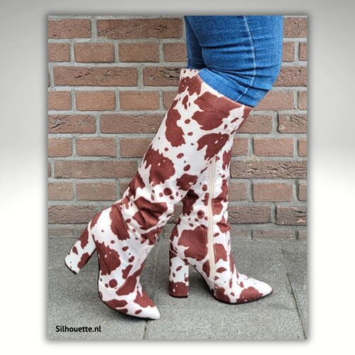Koeienprint laarzen met blokhak | Laarzen met koeienprint en brede hak