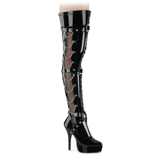 Kinky overkneeboots met riempjes en kettingen | Kinky hoge laarzen met riempjes en kettingen