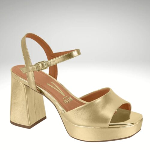 Comfortabele gouden blokhak sandalen | Gouden open sandalen met brede hak