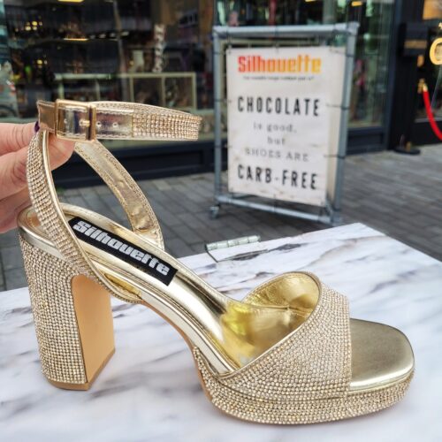 Gouden strass-hakken in grote maten | Silhouette