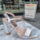 Zilveren sandalen met blokhak en bandjes | Zilveren sandalen met brede hak en bandjes