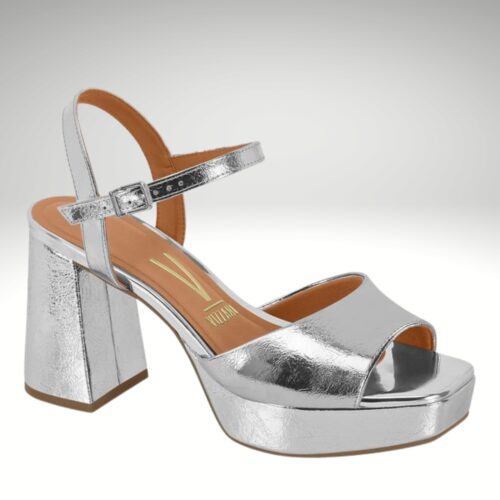 Zilveren sandalen met blokhak van vizzano | Comfortabele blokhakken in zilver