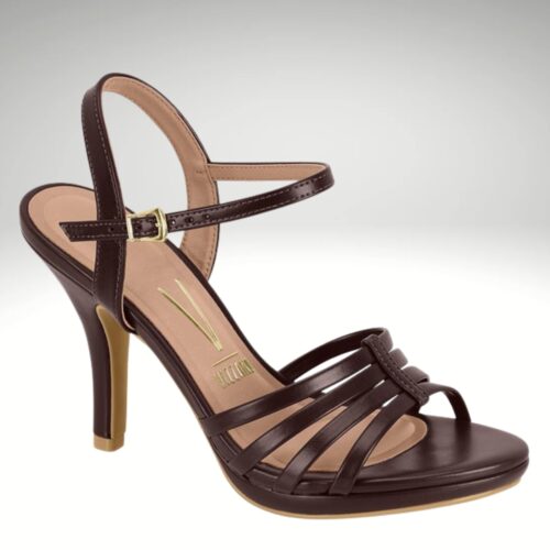 Bruine sandalen met bandjes en naaldhak | Silhouette
