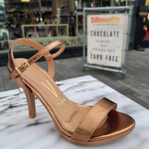 Bronzen sandalen met naaldhak en bandje | Vizzano sandaaltjes met naaldhak in brons