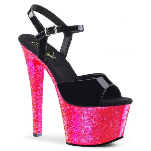 Pleaser heels zwart met roze glitters | Silhouette