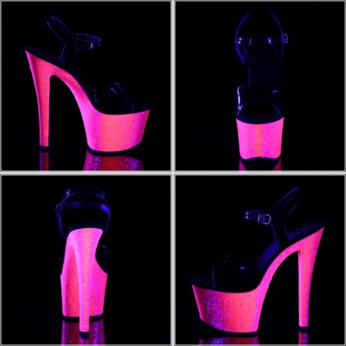 Zwarte pleaser hakken met roze glitters | Silhouette