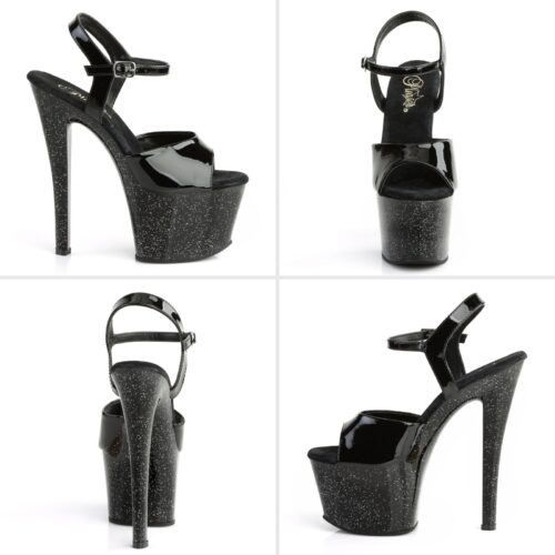 Pleaser heels 7 inch zwart met glitters