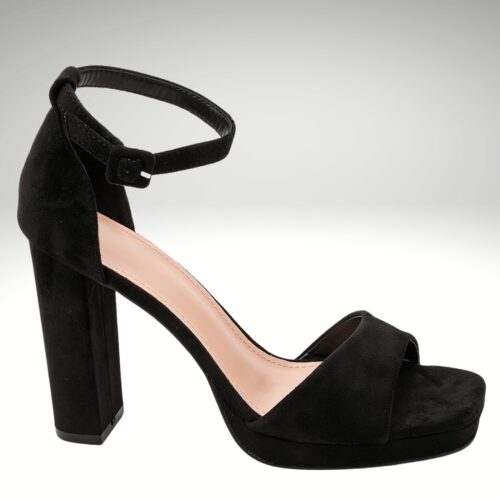 Zwarte hoge blokhakken met open teen | Silhouette