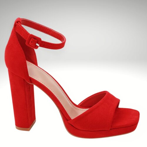 Rode hoge blokhakken met open teen | Silhouette