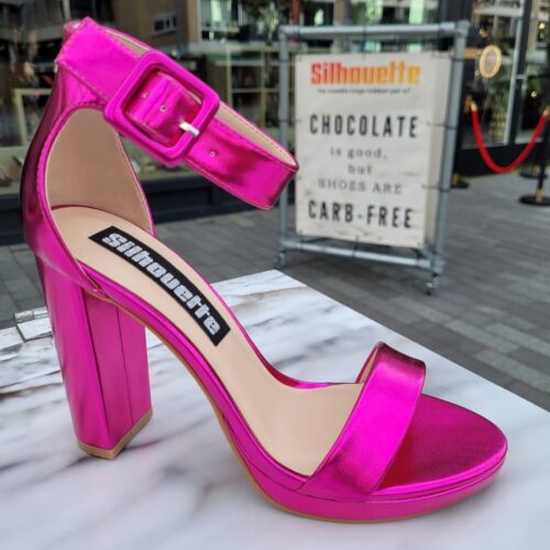Roze blokhak sandalen met bandje