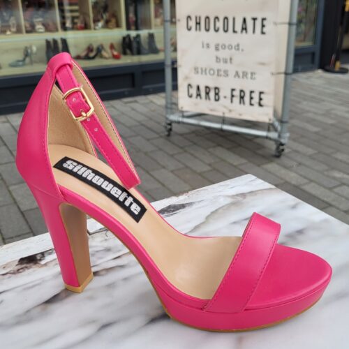 Roze sandalen met dikkere naaldhak | Simpele roze open schoentjes met smalle blokhak