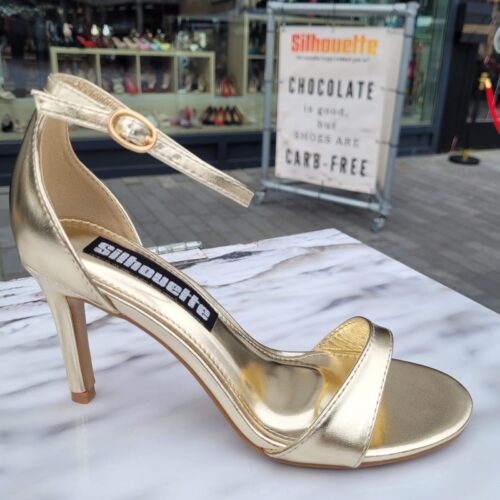 Gouden sandalen met 9 cm hak | Damessandalen met naaldhak in goud