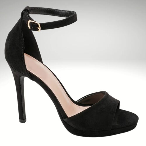 Zwarte suede hakken met bandje