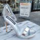 Spiegelende zilveren sandalen met hoge hakken | Metallic zilveren sandalen met hoge naaldhak