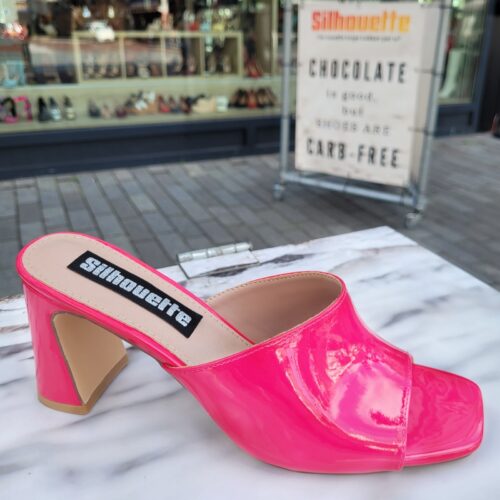 Slippers met brede hak fuchsia roze