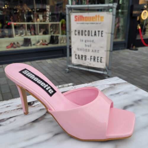 Lichtroze slippers met hoge hak | Silhouette