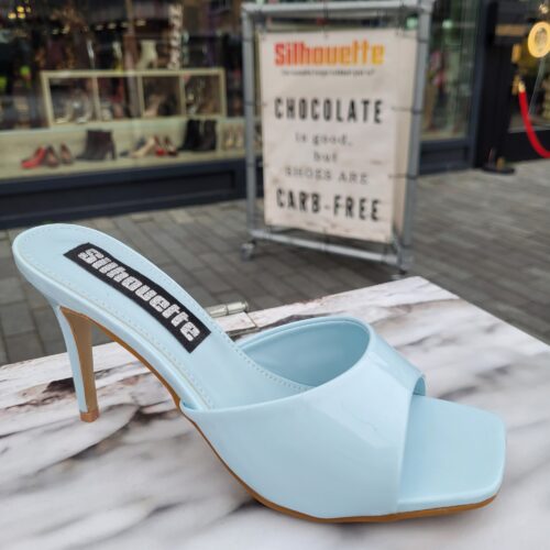 Lichtblauwe slippers met hoge hak | Silhouette