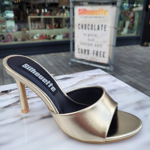 Gouden slippers met 10 cm hak | Silhouette