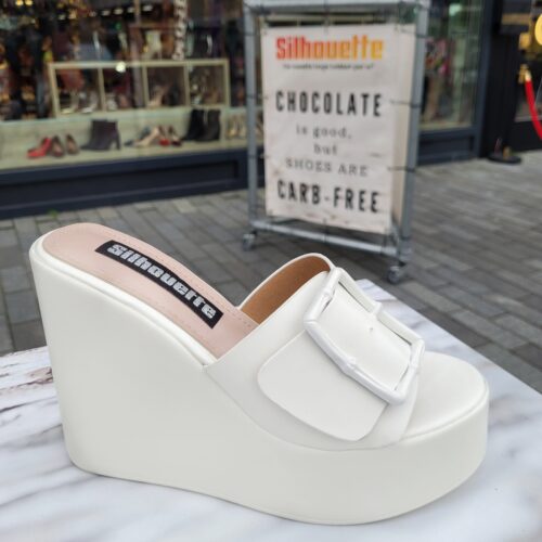 Sleehakslippers in wit | Silhouette